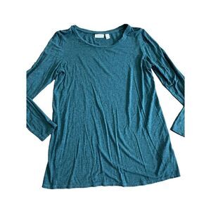 LOGO by Lori Goldstein teal blue long sleeve shirt small